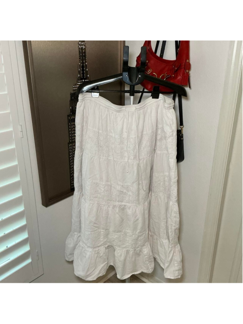 Notations Woman White Eyelet Tiered Maxi Skirt Size 2X Boho